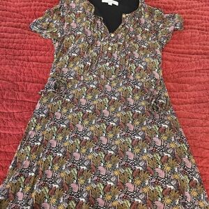 LOFT Black and Red Floral/Jungle Dress